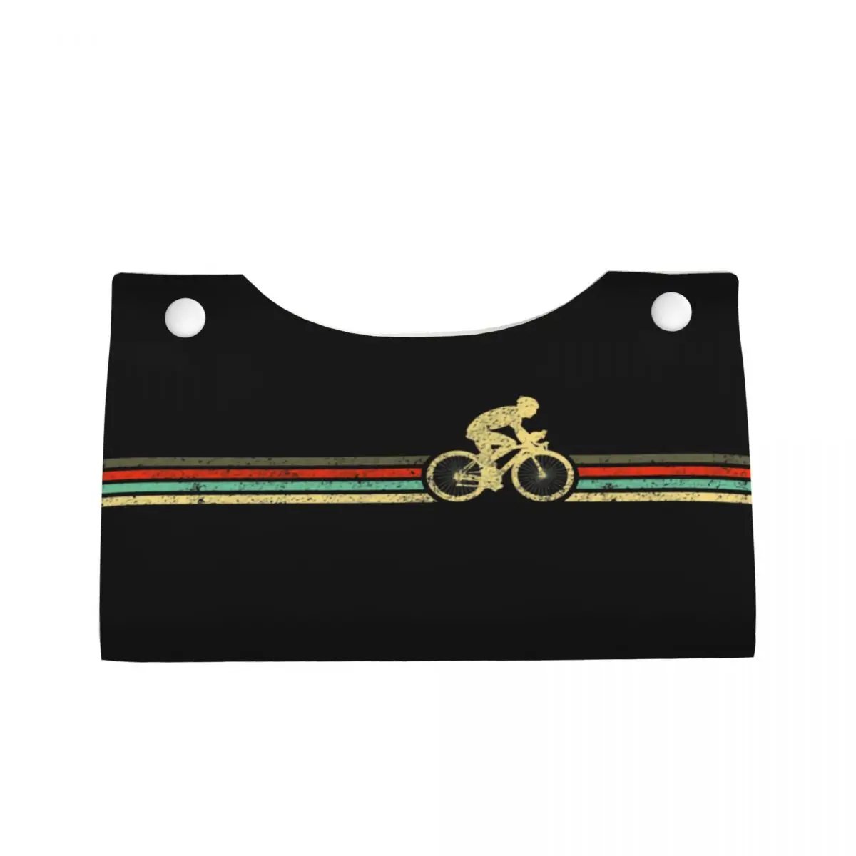 Custom Retro Bicycle Stripes Tissue Box Cover Rectangular PU Leather MTB Bike Rider Facial Tissues Holder for Bathroom