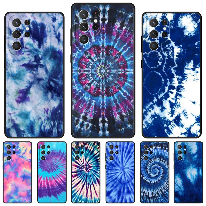 Blue Tie Dye phone case For Samsung Galaxy S24 S23 S22 Ultra Note 10 20 Plus S8 S9 S10 S20 S21 FE Cover