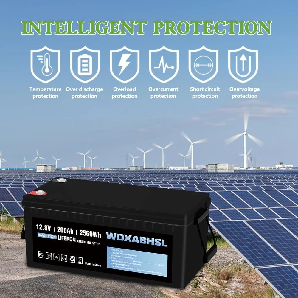 12V 200Ah PLUS Lithium LiFePO4 Battery, Built-in 200A BMS, 4000+ Deep Cycles, Max 2560W Power Output, FCC&UL Certificates
