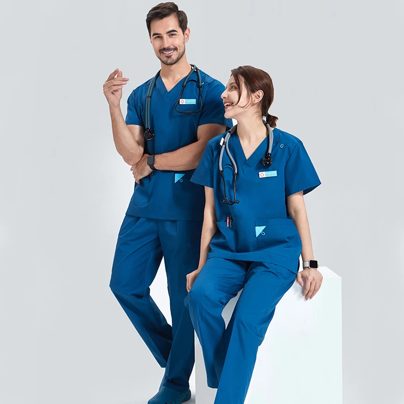 

V-neck Collar Doctor Scrubs Medical Surgical Suit Hospital Working Scrub Set Dental Surgery Uniforms Pet Clinic Workwear 202