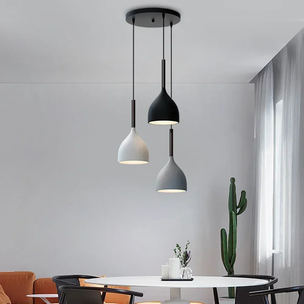 1/3 Heads Modern LED Pendant Light Minimalist Nordic Hanging Lamp Living Room Over Dining Table Kitchen Island Fixture Decor E27