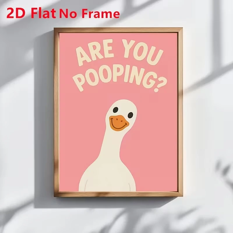 Impression sur toile moderne avec citations « Are You Pooping » et motif de canard souriant, pour salle de bain et décoration intérieure