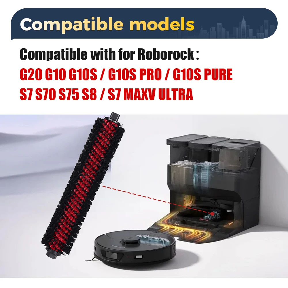 Sikat Bergulir Pembersih untuk Roborock G20/G10/G10S/G10S Pro/S7/S7 Pro Ultra ​ ​ ​ ​ ​ ​ /S8 S8 Pro Sikat Pembersih Berkecepatan Ultra Tinggi