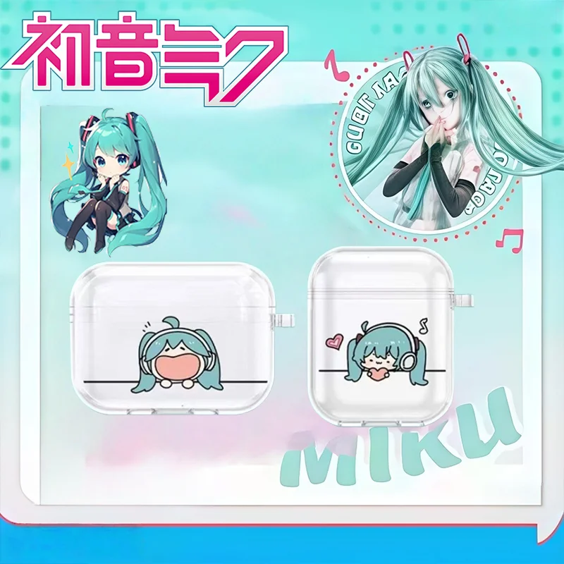 Корпус для наушников Hatsune Miku для Airpods 4 3 2 1 Pro, прозрачный чехол для наушников, защитный чехол для беспроводных мужских и женских наушников Корпус для наушников Hatsune Miku для Airpods 4 3 2 1 Pro, прозрачный чехол для наушников, защитный чехол для беспроводных мужских и женских наушников
