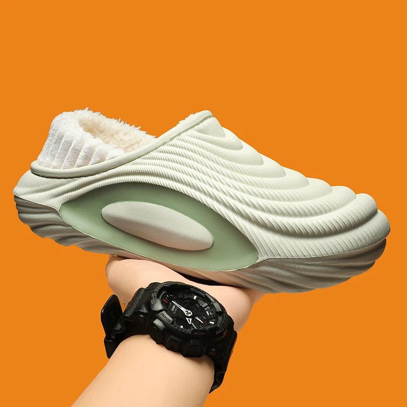 

Хлопковые тапочки унисекс, новинка 2024 года, зимние теплые плюшевые сабо, мужские и женские повседневные домашние хлопковые туфли, нескользящая непромокаемая садовая обувь