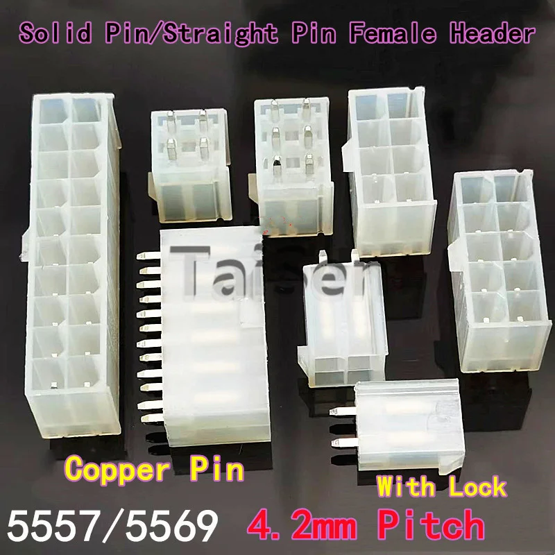 10-50PCS 5557/5569 Connector 4.2mm Pitch Double Row Straight Pin Female Header, Through-hole Pin Header, 2P 4P 12P to 24P Socket