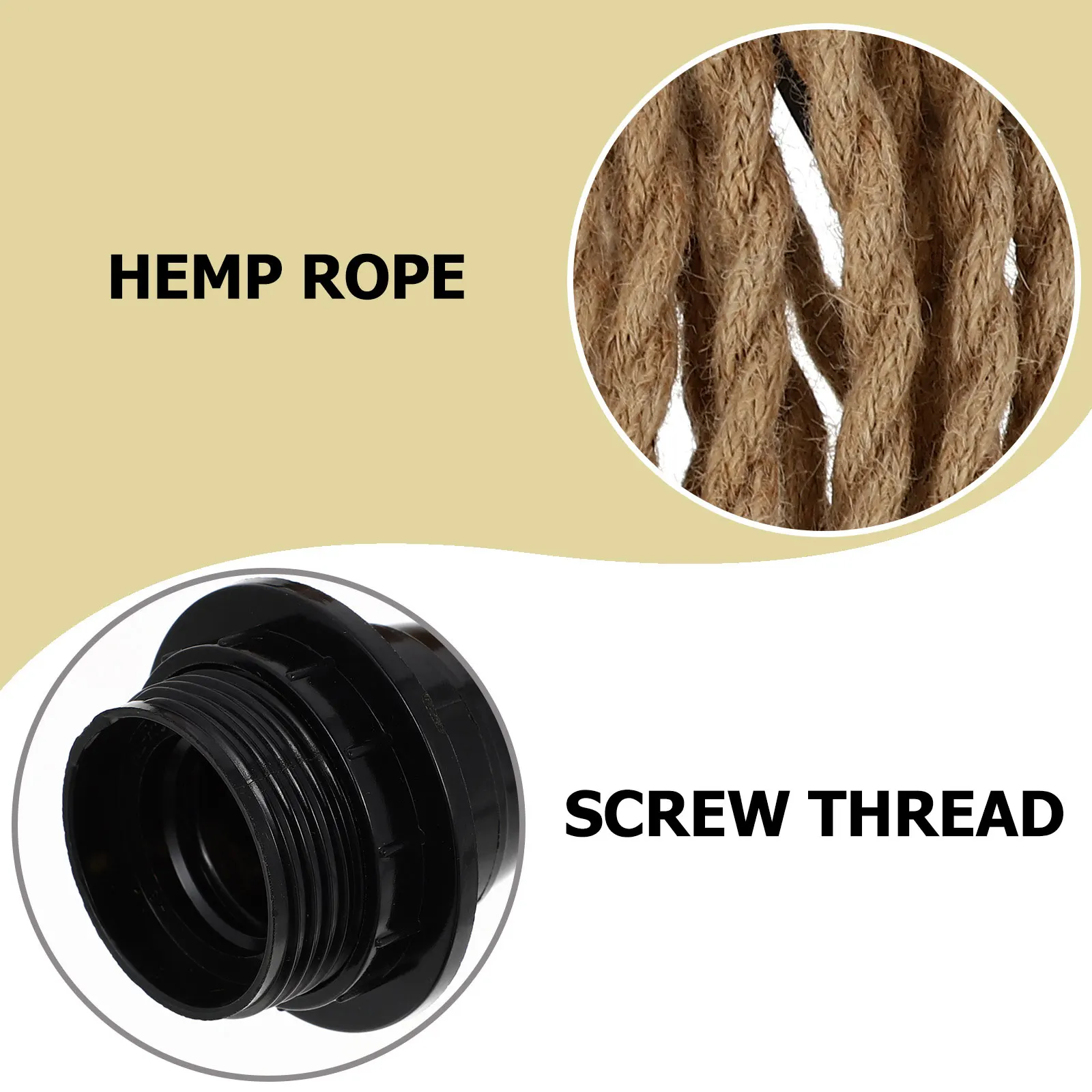 

1Set Rope Covered Electrical Wire Plug DIY Hanging Light Accessory Kit Premium Material Retro Lamp Fixture Decor Rope Light