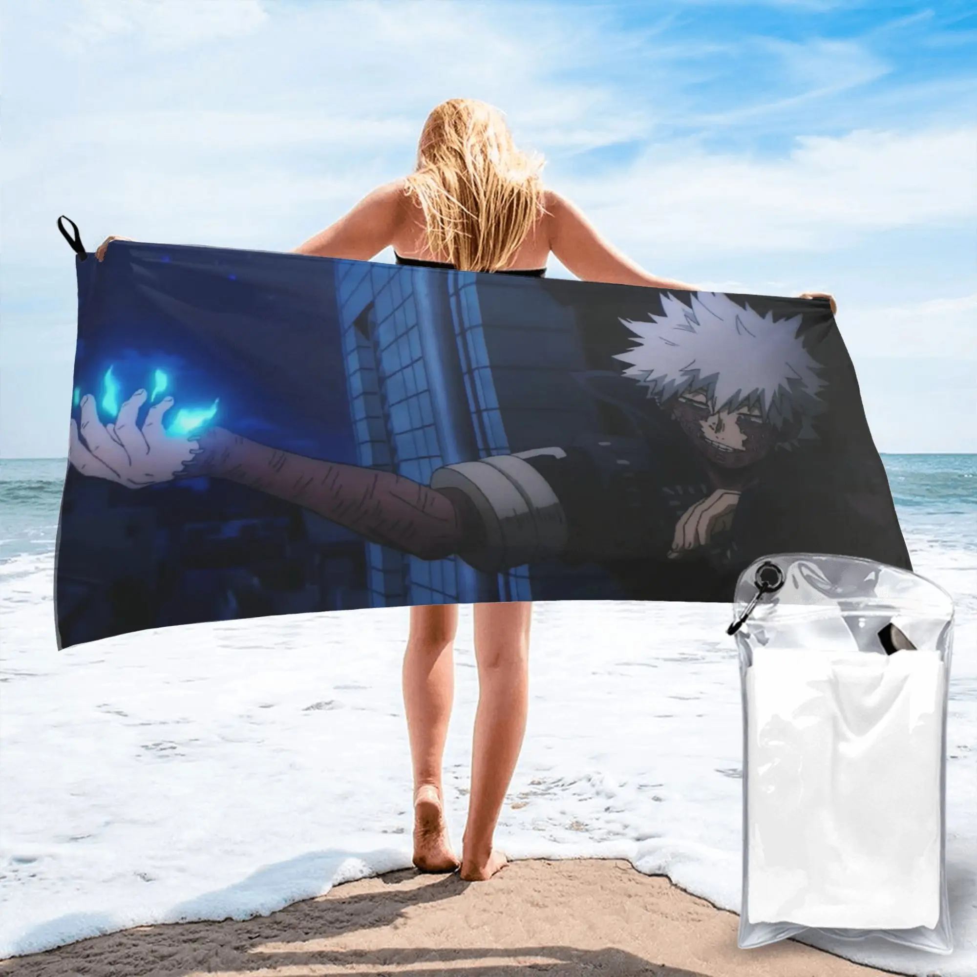 My Hero Academia Dabi Anime Manga MHA Blueflame Beach Towel Soft Microfiber Quick Dry Absorbent Quick Towels For Swimming