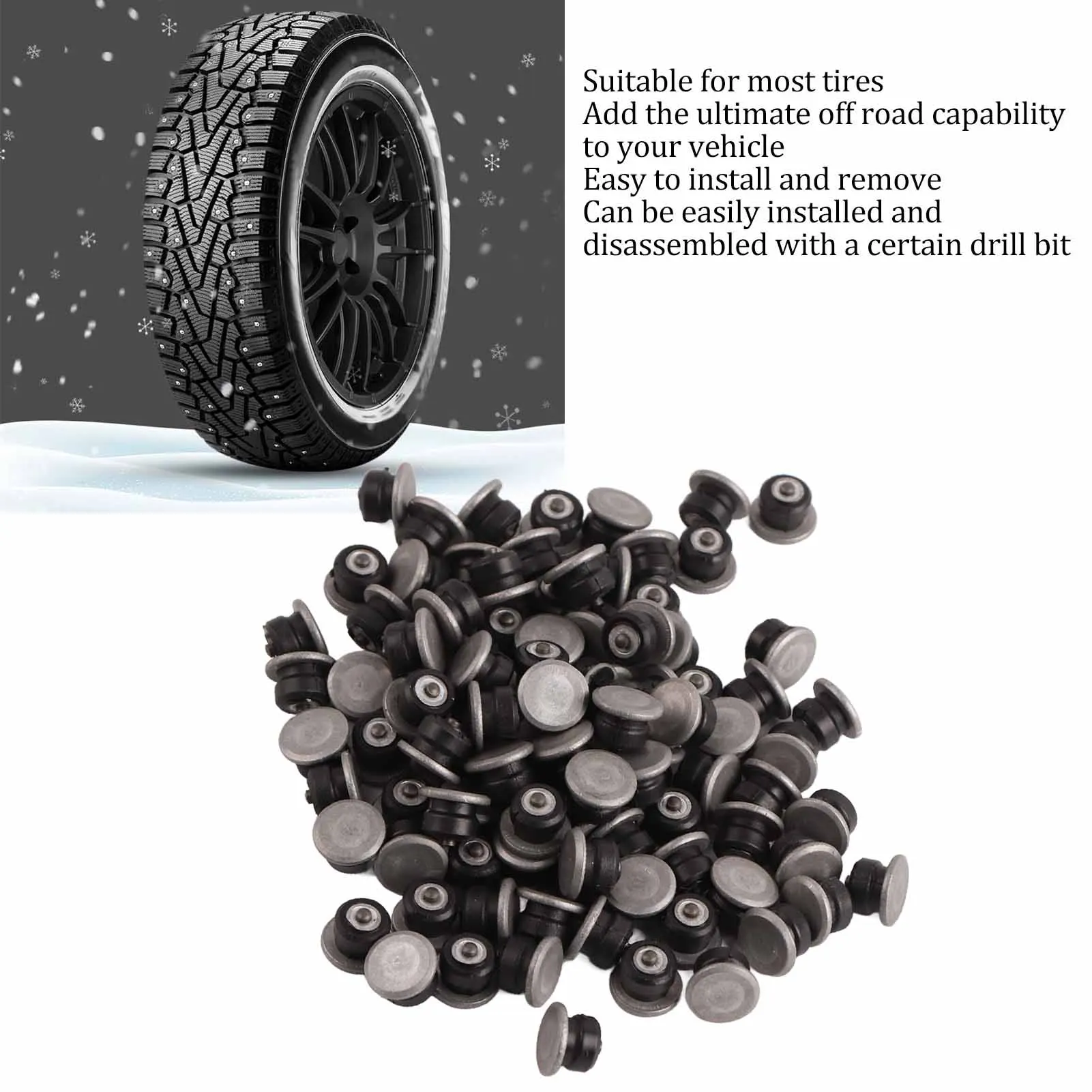 100pcs Tire Spikes Silver High Strength Anti Slip Environmentally Friendly Carbide Tire Studs for Truck