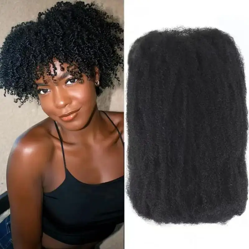 1Pc Black Afro Kinky Bulk Curly Twist Hair, 10 Inch