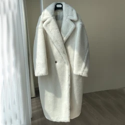 New Women Vintage Teddy Bear Fur Coat Women Winter Alpaca Coat Loose Natural Wool Coat Laepl Warm Thick Jacket Fit Autumn Winter