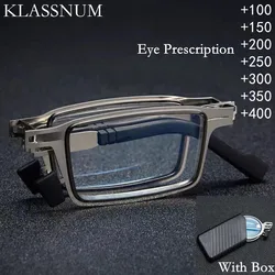 Reading Glasses Men Women Folding Glasses Metal Frame Presbyopic Eyeglasses With Box Anti Blue Light Readers Eyewear +1.0 - 4.0