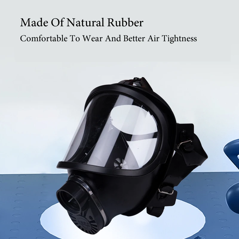 Black MF14 Full Face Gas Mask Military Chemical Respirator Natural Rubber For Painting Spraying Welding Work Safety Protection