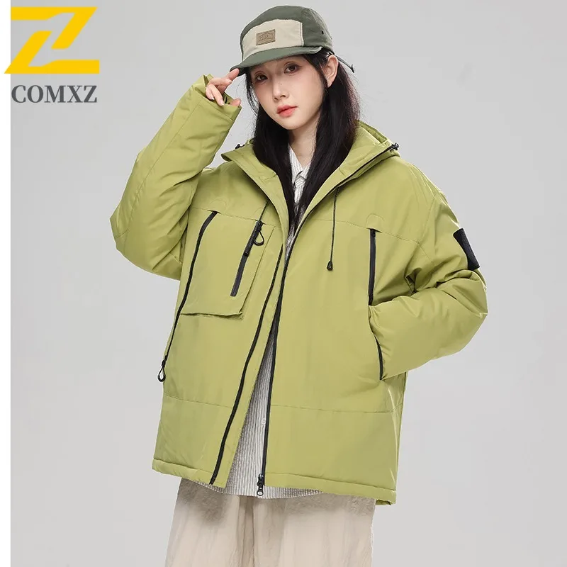 COMXZ New Couple Cotton Coat Hooded Outdoor Mountaineering Lightweight Warm Parka Fishing Triple Proof Autumn Winter Garment