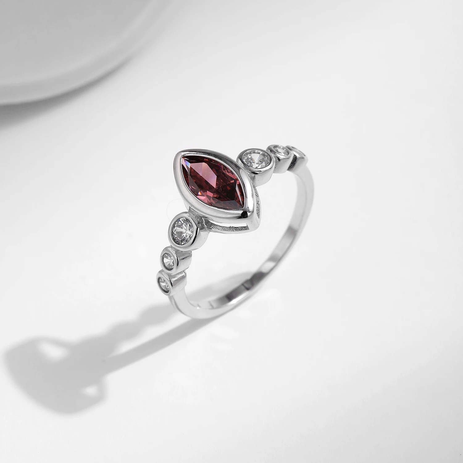 MODIAN 925 Sterling Silver Rhombus Rhodolite Zirconia Ring Trendy Stackable Fine Jewelry For Women Rings 4