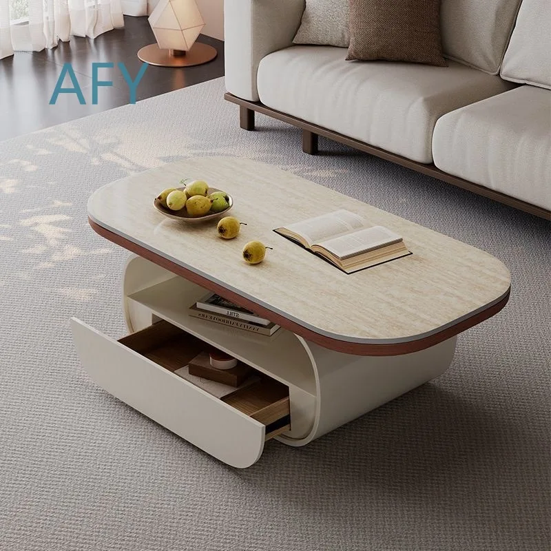 New Italian Style Oval Marble Top Solid Wood Coffee Table for Small Living Room Luxury Minimalist Modern Home Sofa