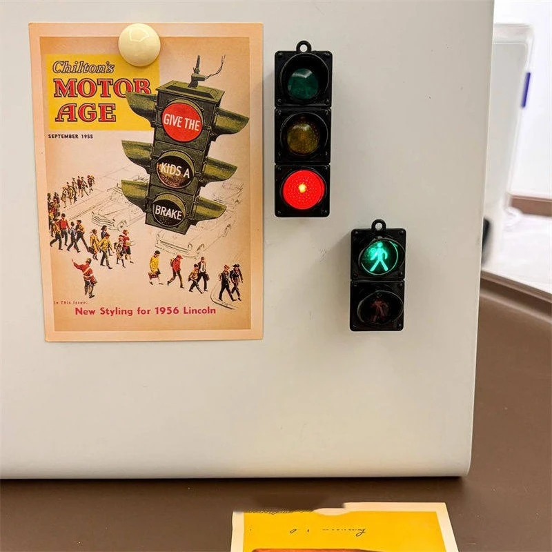 Glowing Magnetic Fridge Stickers Light Traffic Light Luminous Light Box Creative Refrigerator Sticker Magnets Home Decor Gifts
