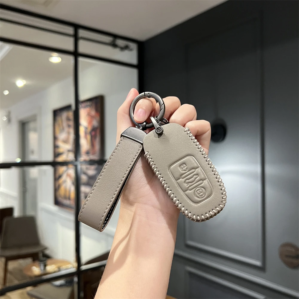 

Leather Car Remote Smart Key Cover Case Shell Keychain For Audi A1 A3 A4 A5 A6 A7 A8 Quattro Q3 Q5 Q7 2009-2015 Auto Accessories