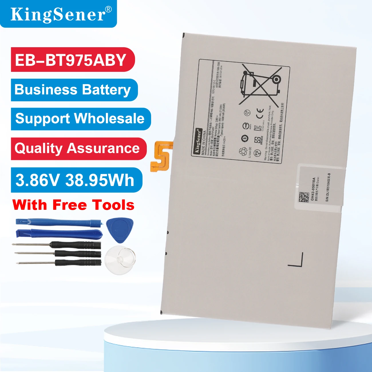 

KingSener Rechargeable Battery EB-BT975ABY For Samsung Galaxy Tab S7 Plus 12.4 SM-T970 SM-T976B SM-T975 with Tools 3.86V 38.95WH