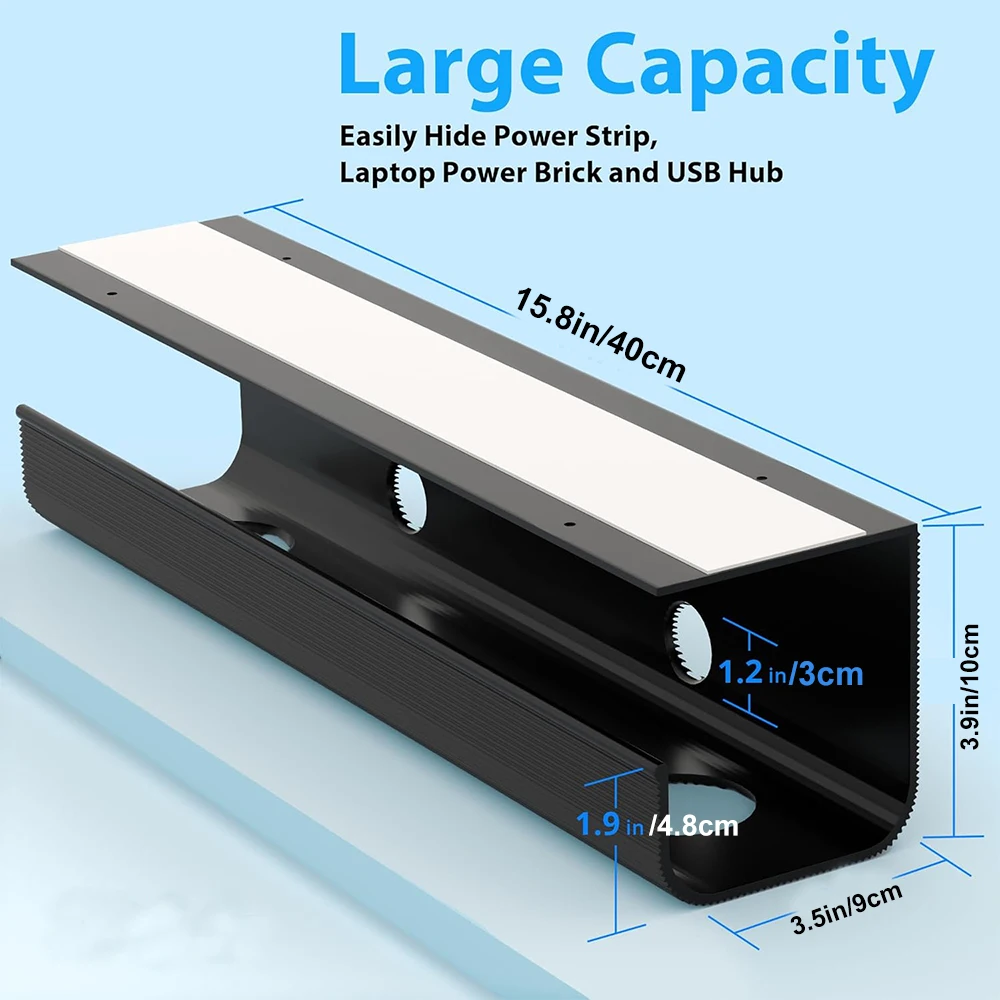 1 Pack Large Capacity Cable Management Tray, Under Desk Cable Tray,PVC Standing Desk Cable Management, Desk Cable Organizer