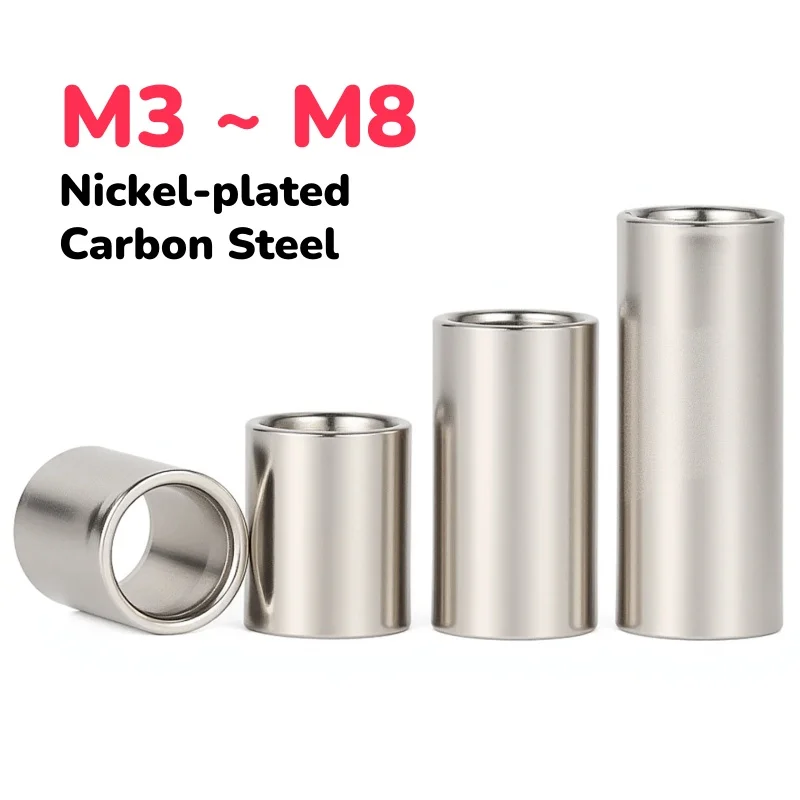 Leijiu Nickel-plated Carbon Steel M3 M4 M5 M6 M7 M8 Bushing Gasket Washer Unthreaded Round Hollow Standoff Spacer Sleeve