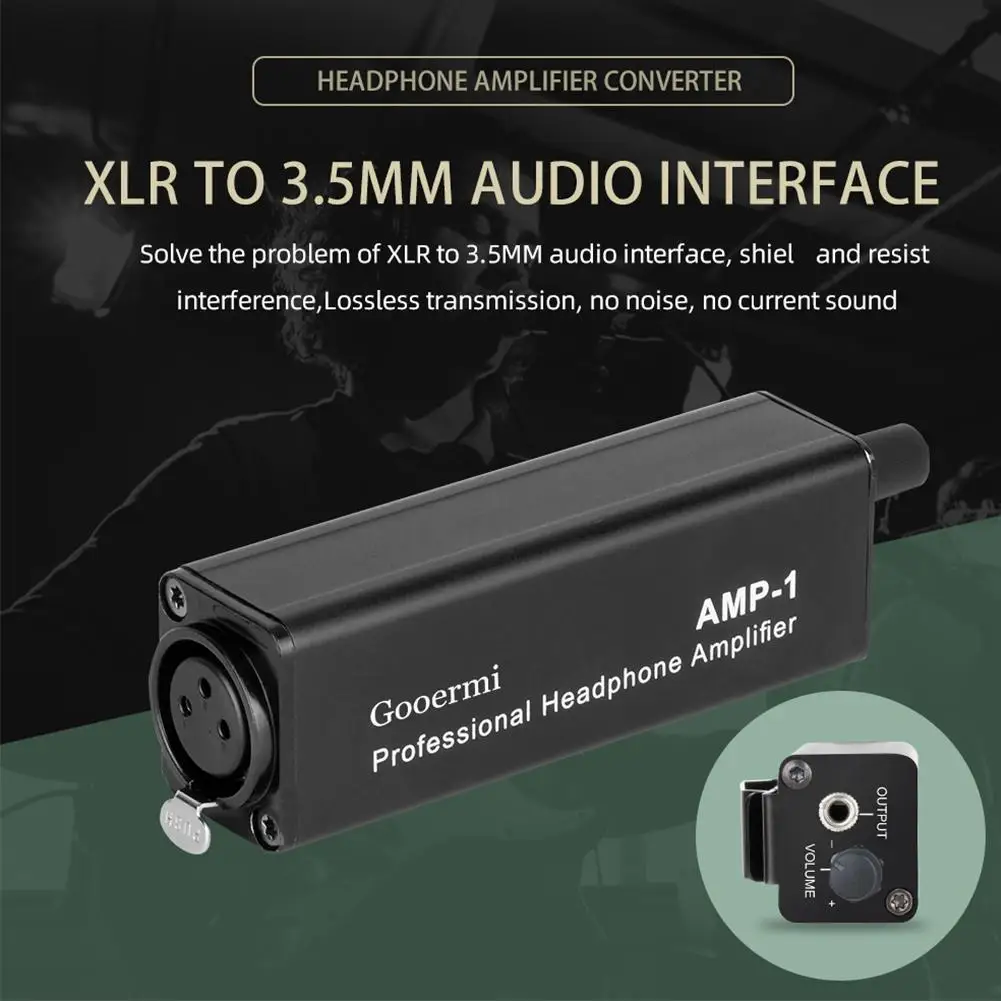 Universal XLR To 3.5mm Headphone Amplifier No Interference HiFi Sound Quality With Output Volume Control For Music Lover