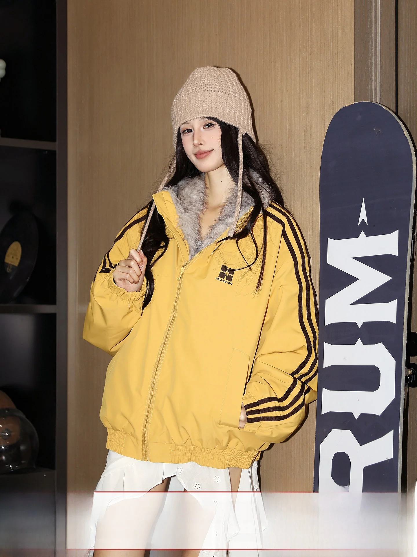 

Manyston Thiened American Sle Women's Cotton Jaet Streetwear Loose Fit Printed Polyester Winter Outerwear Coat