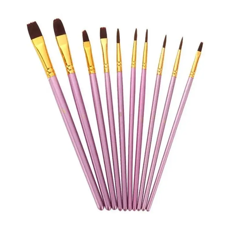 10 stücke Professionelle Malerei Pinsel Aquarell Gouache Pinsel Runde Kopf Nylon Haar Malerei Pinsel Set Kunst Liefert Großhandel