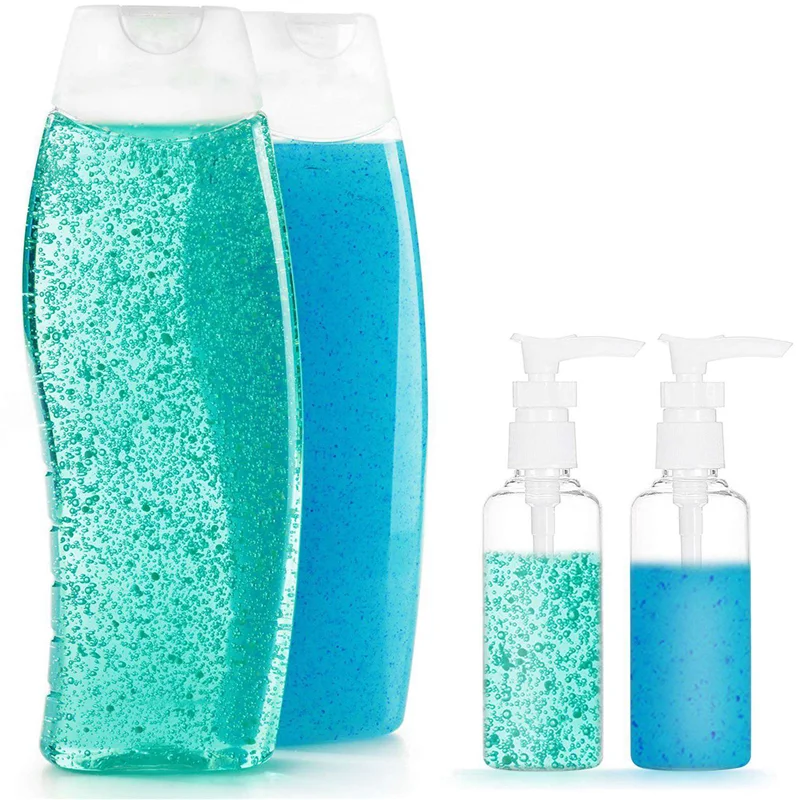 Paquete de A94E-24 botellas de viaje transparentes de 3,4 Oz/100Ml, botella dispensadora de loción para agua, aceite de masaje, champú