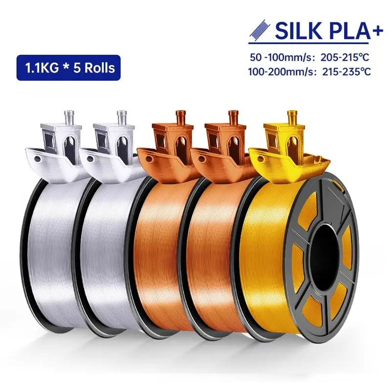 Top PLA Meta / ABS / PETG / SILK / PLA Filament 1.75MM 5Rolls 3D Printer 100% No Bubble for FDM DIY Gift Material Fast Shipping