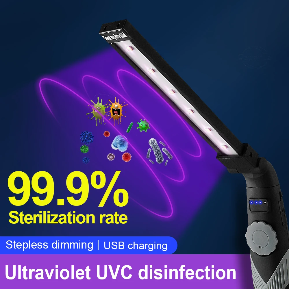 

Портативный УФ-стерилизатор LED, мини-УФ-лампа для дезинфекции, УФ-санитайзер, ультрафиолетовая бактерицидная лампа для дома и офиса с магнитом