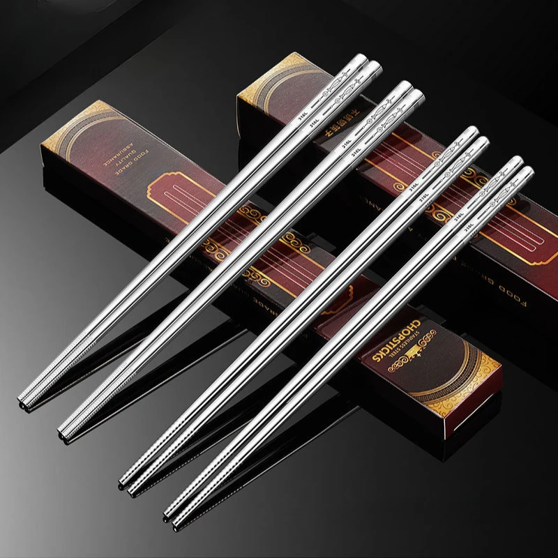 Reusable Korean Chopsticks 316L Stainless Steel Non-Slip Japanese Food Chinese Sushi Metal Laser Engraving Chop Sticks Tableware