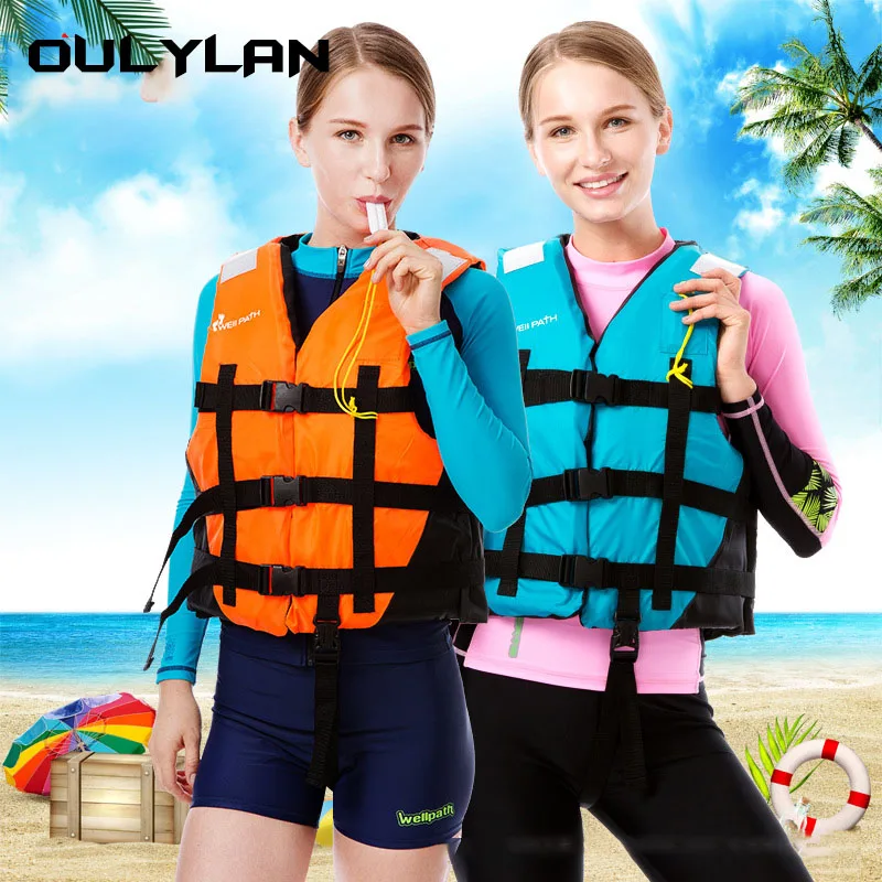 

Oulylan Water Boat Adult Life Vest with Whistle Swimming Drifting Sport Life Jacket Survival Suit Polyester Life Jacket Child