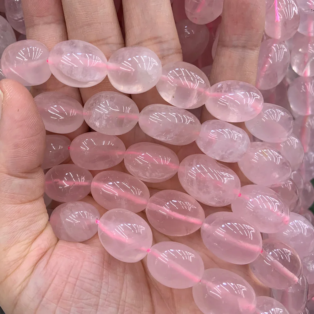Natural Pink Rose Quartz Beads 15'' Irregular Rectangle DIY Loose Beads For Jewelry Making Beads Necklace Bracelet Gift