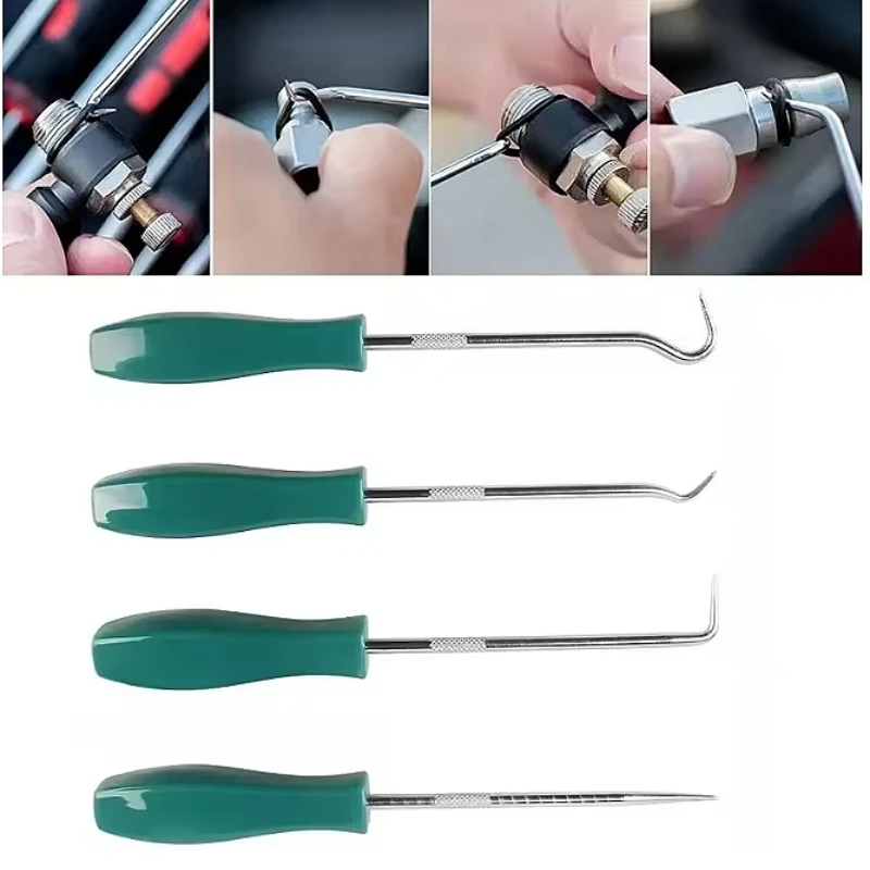 4Pcs Pick and Hook Set with Non-Slip Handle Oil Seal Screwdriver to Remove Small Fuses Wire Plugs and O Rings