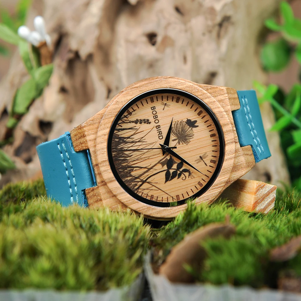 BOBO BIRD Men Wrist Watch Fashion Bamboo Quartz Watch Montre Homme Skeleton Dragonfly Animals Watch Men Customized