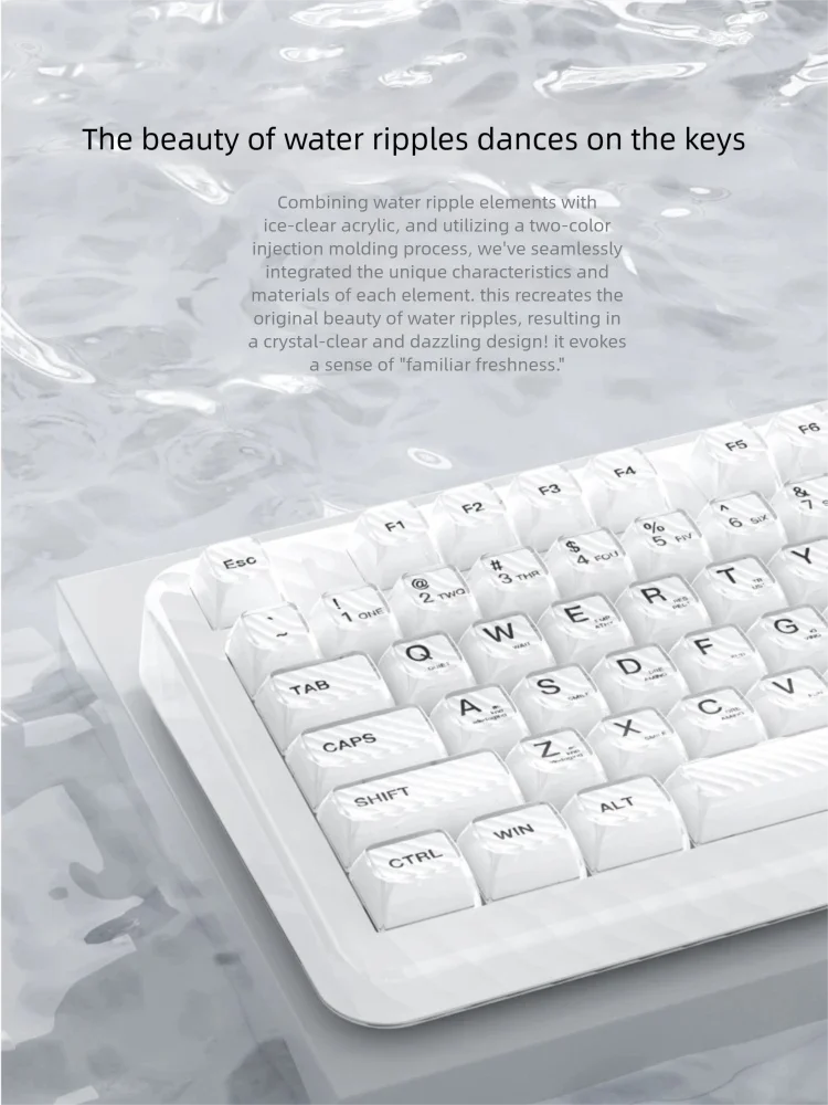 Ifacemall Ipad Wireless Keyboard Water Ripples Mechanical Keyboard For Pad/Computer/Phone Variable Color Bluetooth Keyboard