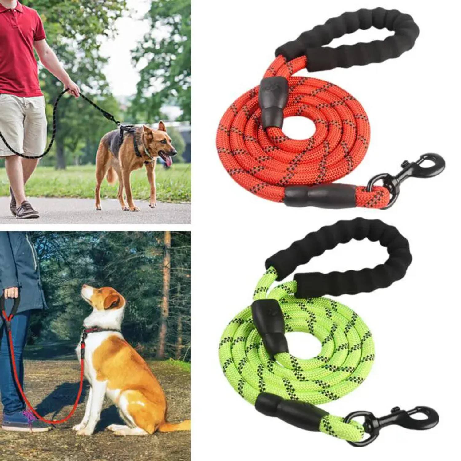 

Highly-Protected, Durable, and Adjustable High-Visibility Reflective Pet Leash for Night Walks - Ideal Harness Lead for Small, M