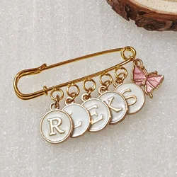 Customized English Name Baby Brooch Flower Butterfly Pendant Children's Brooch Fashion Brooch Baby Gift Birth Gift