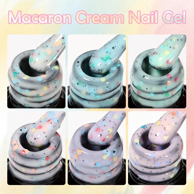 LILYCUTE 7ml Macaron Cream Gel Nail Polish Spring Nud Glitter Sequins Nail Art Varnish Semi Permanant Soak Off UV Gel Manicure