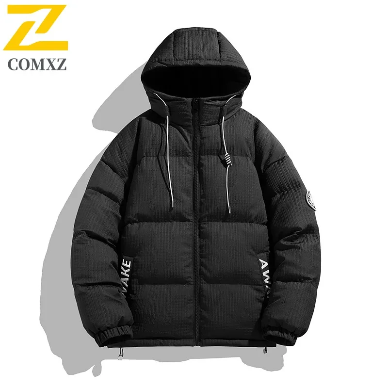 COMXZ Winter Fashion Stand Collar Cotton Jacket Hooded Arrival Waterproof Windproof Outdoor Casual Warm Coat Men Streetwear 2025