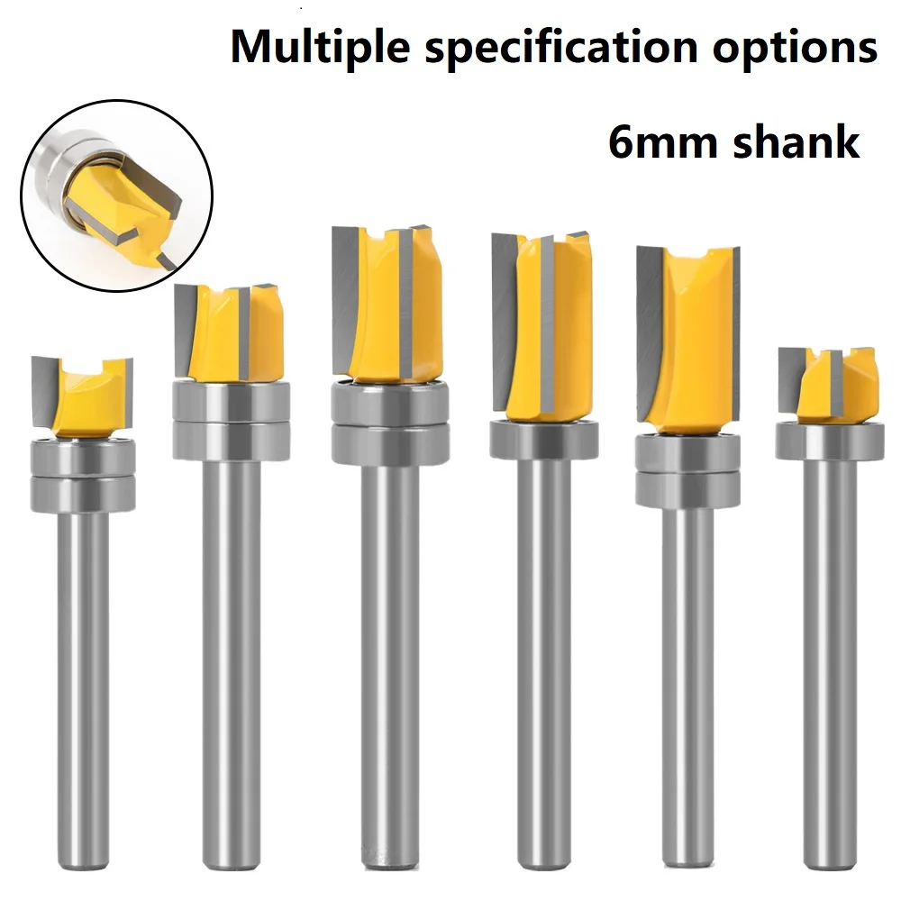 1PC 6MM Shank Milling Cutter Wood Carving Template Trim Hinge Mortising Router Bit Straight End Mill Trimmer Cleaning Flush Tool