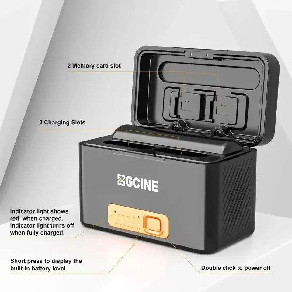ZGCINE PS-BX1 Camera Battery Fast Charging Case 5200mAh Wireless Dual Battery Charger  Port for Sony NP-BX1 Battery