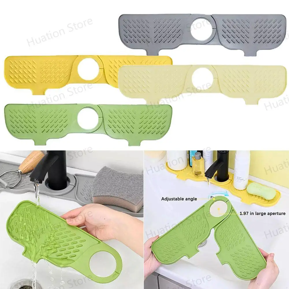 Faucet Absorbent Mat Silicon Kitchen Sink Splash Guard Drain Pad Water Splash Catcher Mats Countertop Protector Kitchen Gadgets