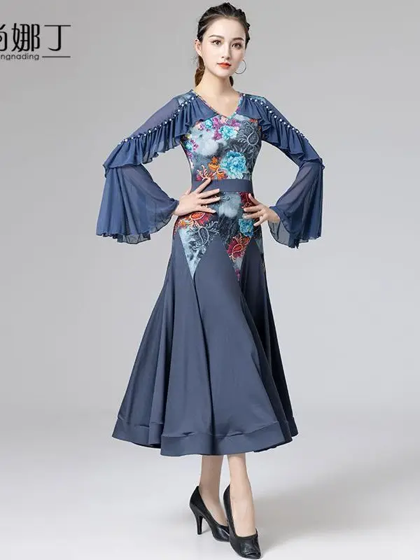 Modern Dance Dress For Women New National Standard Waltz Dance Costume Ballroom Dance Performing A Large Swing Dress