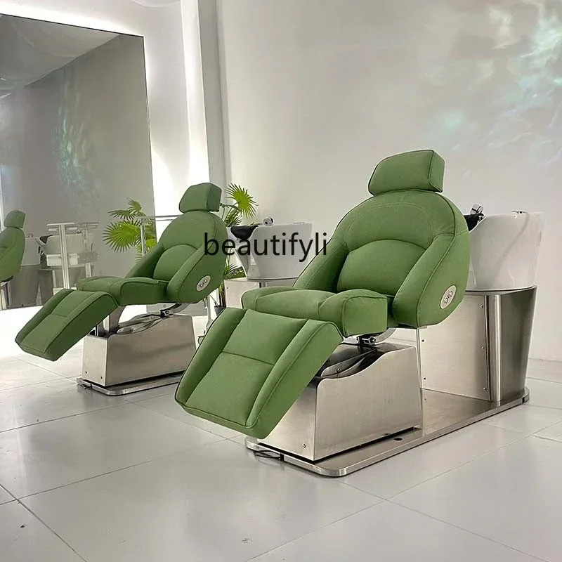 A50 Electric shampoo bed Barber shop Hair shop Half lying ceramic basin Flush massage bed