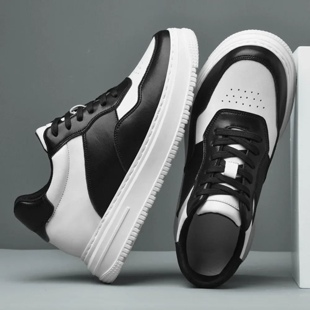 

2025 37-47 Мужская деловая кожаная обувь, мягкие мокасины, удобная повседневная обувь для мужчин, осенние однотонные черные, белые мужские кроссовки