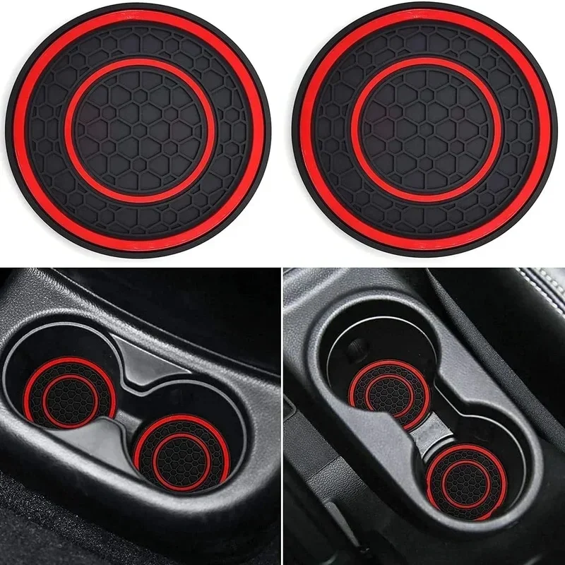 New 2-piece Anti Slip Mat Car Coaster Durable Car Cup Holder Coaster Universal Dust-proof Protection for Car Interior