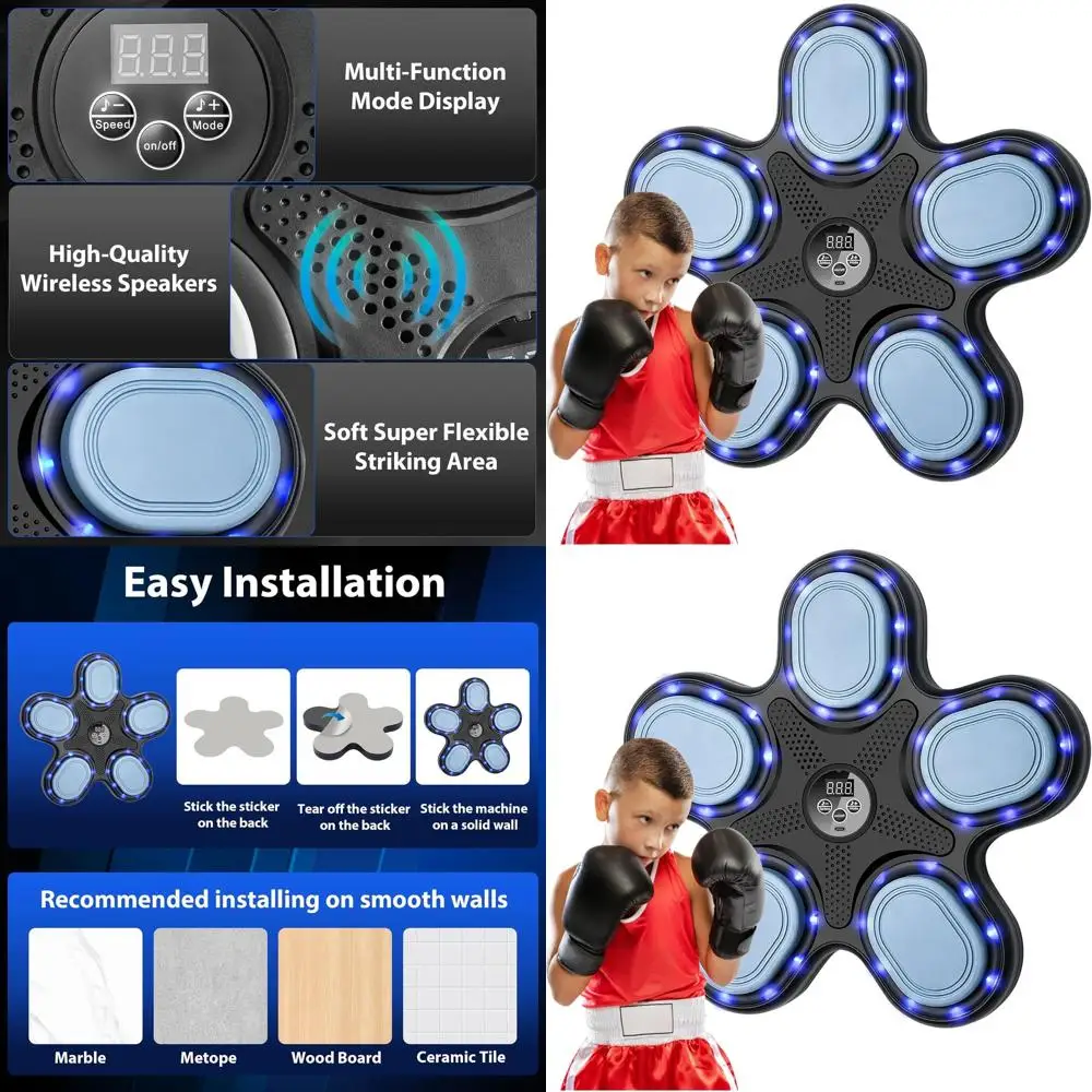 

OurStarry Smart Music Boxing Machine for Adults and Kids, Training Machine with LED Electronic Wall Mounted, Home Indoor Workout
