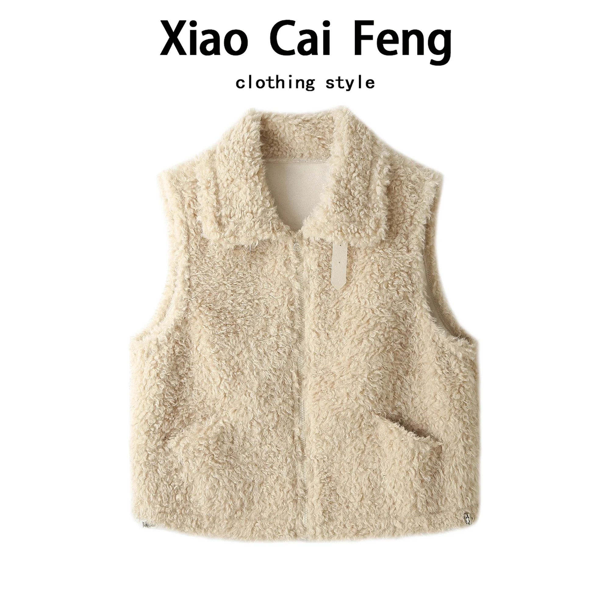 

Lamb Fur Vest Women's Casual ort Sle Outerwear Autumn Winter Loose Fit Zipper Design Warmth Comfortable Faion Top